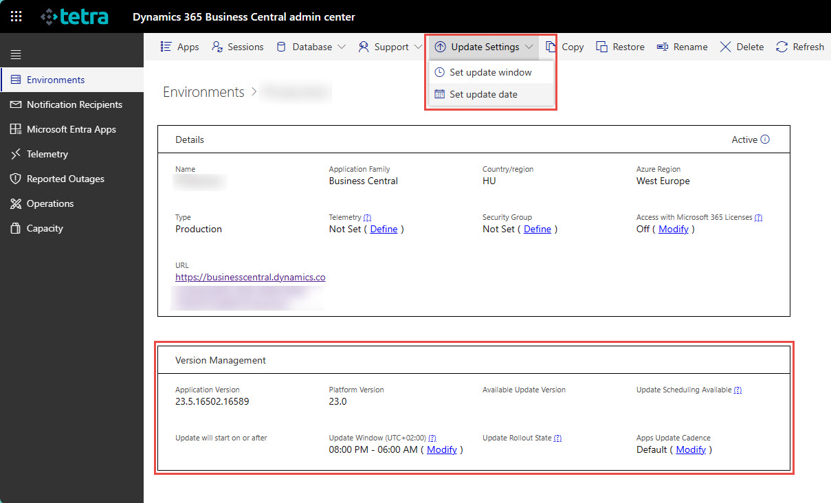 Microsoft Dynamics 365 Business Central verziófrissítés